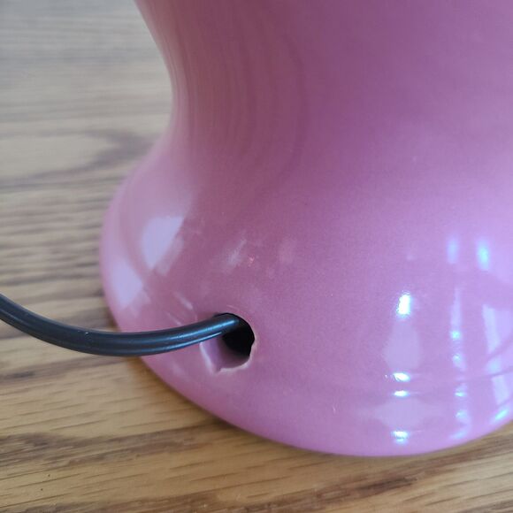 Vintage 80s Pink Ceramic Ginger Jar Table Lamp With White Textured Shade Working - Picture 6 of 10